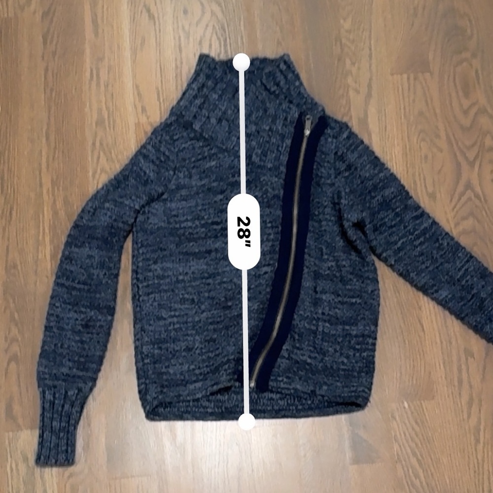 Athleta Blue Cowl Neck Sweater with Asymmetrical Zipper - Picture 11 of 11